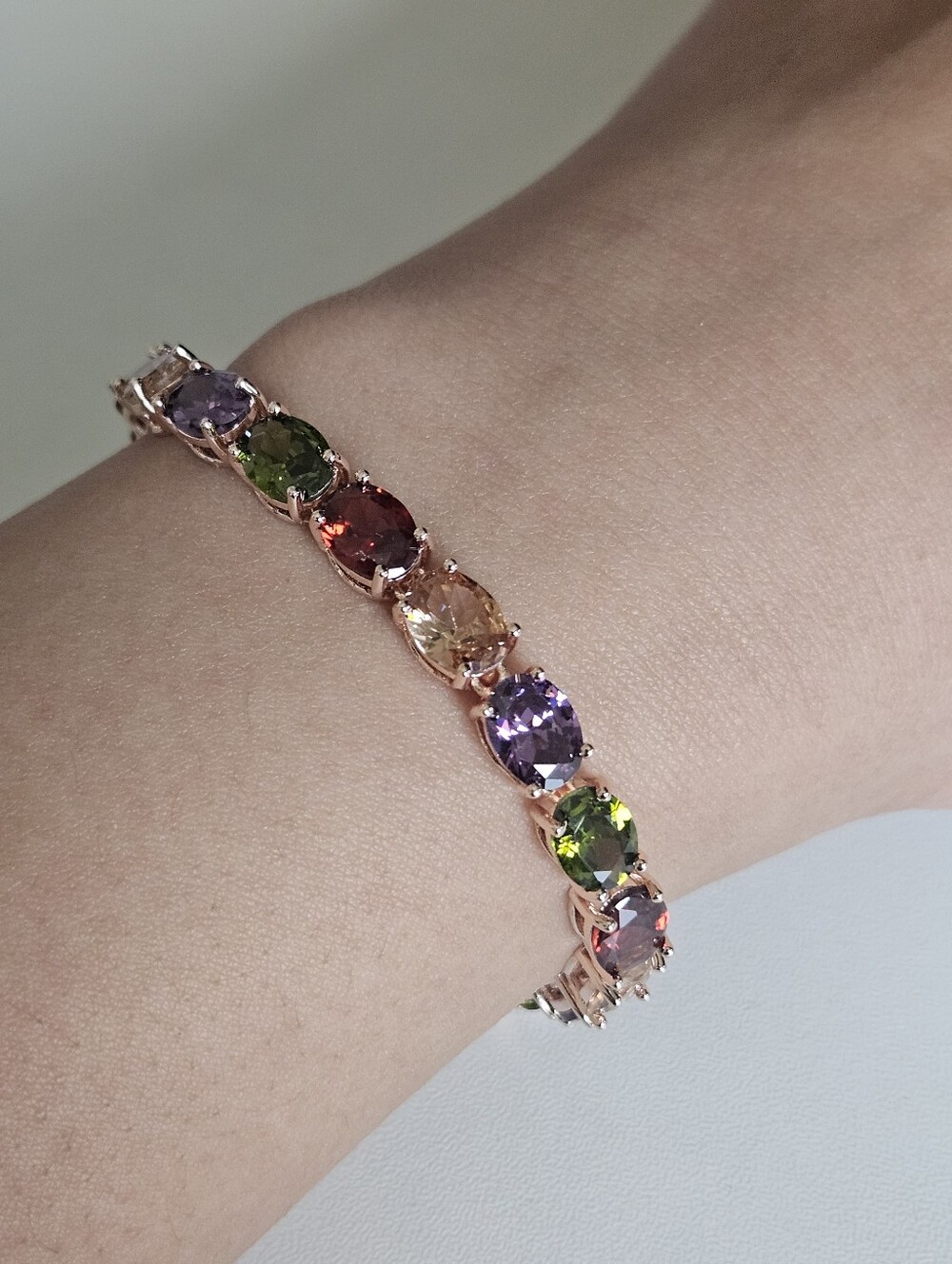 Rose Gold Plated Multicolored Candy Gemstone Bracelet
